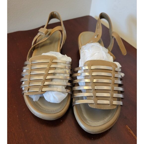 Easy Spirit Sz 6 Ladies Gold Tan Strappy Sandals - Picture 6 of 7
